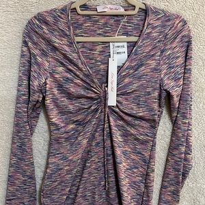 Lisa Says Gah Multicolor Twist-Front Long Sleeve Dress